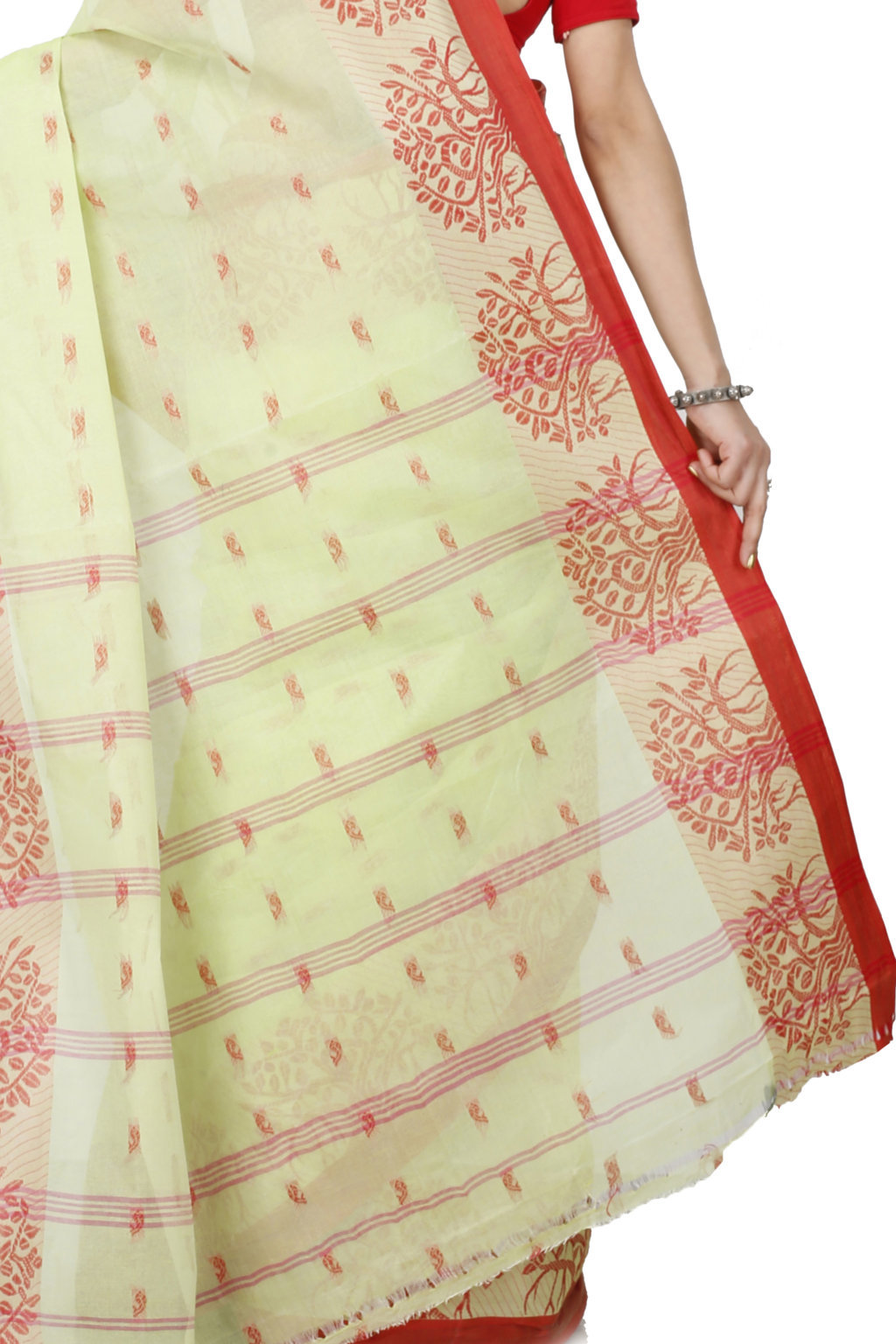 Olive Green Pure Cotton Somaya Tant Saree (1042)